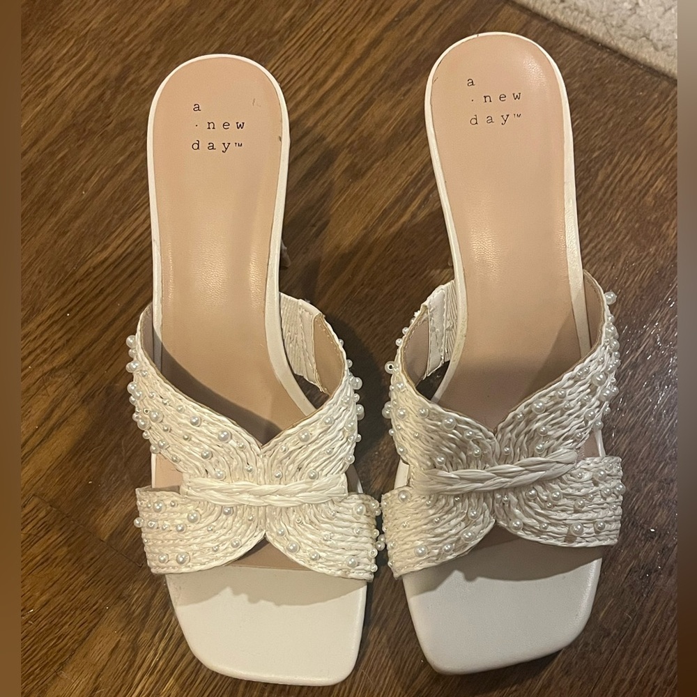 A New Day Women's White Embellished Mules